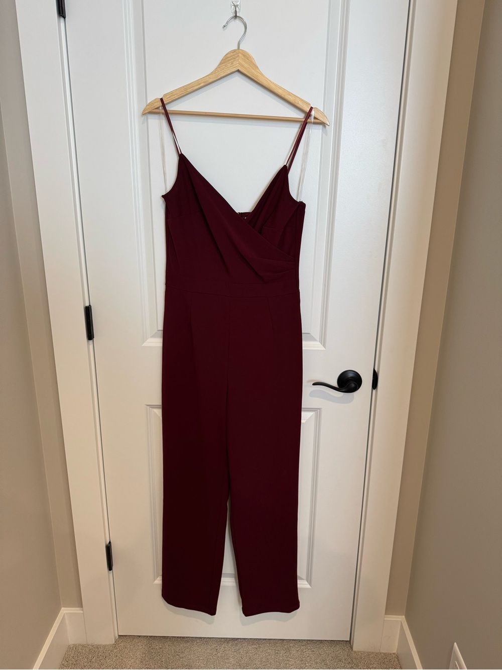Emerald Sundae Burgundy Draped V-Neck Sleeveless Jumpsuit